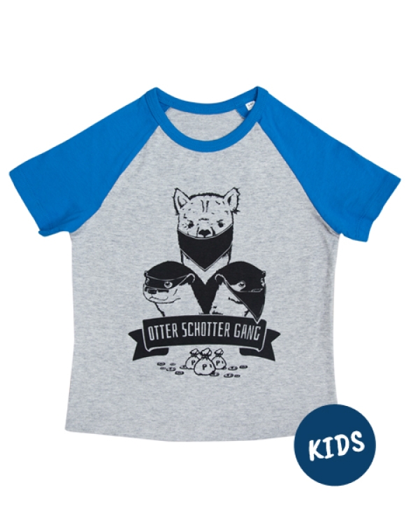päfjes - Otter Schotter Gang - Fair Wear Kinder Baseball Bio T-Shirt - Blau/Grau